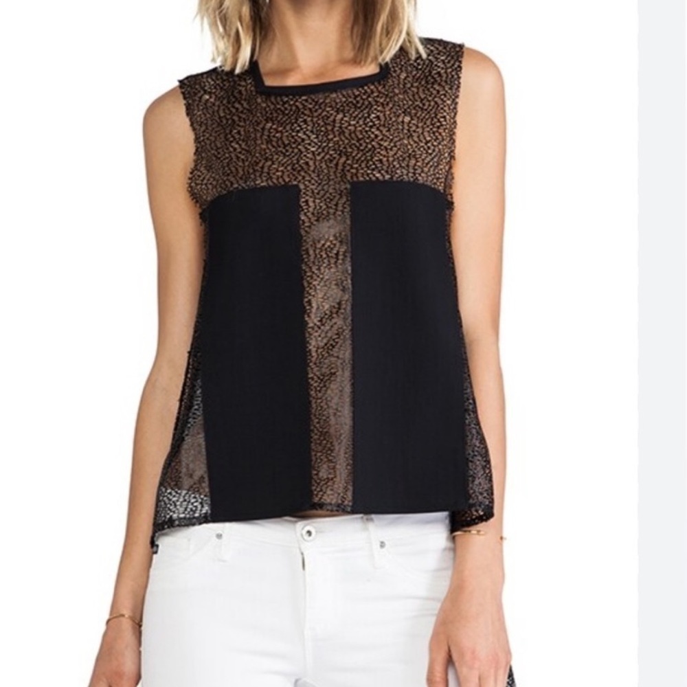 SUBOO Lace Shell in Black High Low Tank Top